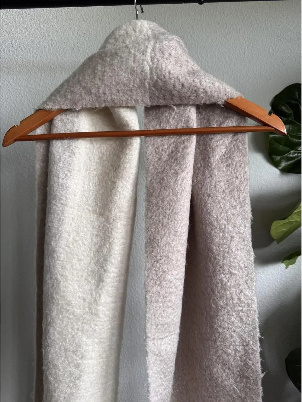 ASOS DESIGN Beige Two Tone Fluffy Tassel Scarf Oversized Winter Wrap One Size